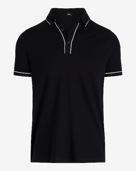 Piped Luxe Pique Polo | Express Piped Luxe Pique Polo | Express