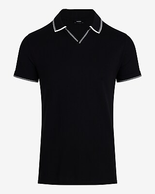 Tipped Johnny Collar Luxe Pique Polo