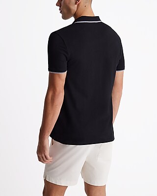 Tipped Johnny Collar Luxe Pique Polo