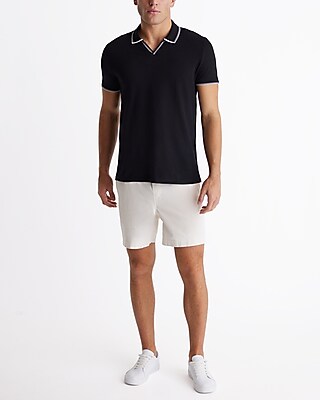 Tipped Johnny Collar Luxe Pique Polo