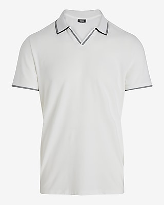 Tipped Johnny Collar Luxe Pique Polo