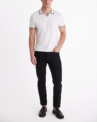 Tipped Johnny Collar Luxe Pique Polo