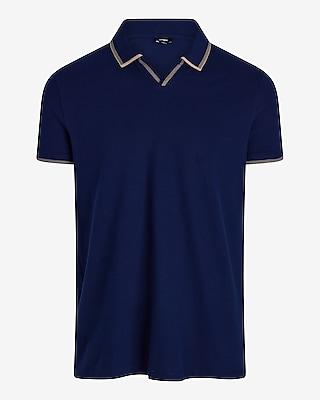 Tipped Johnny Collar Luxe Pique Polo
