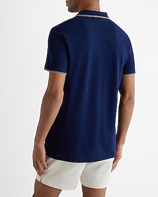 Tipped Johnny Collar Luxe Pique Polo