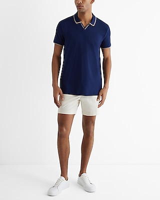 Tipped Johnny Collar Luxe Pique Polo