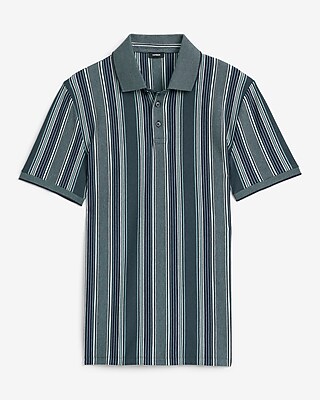 Floral Striped Luxe Pique Polo