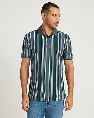 Textured Striped Luxe Pique Polo
