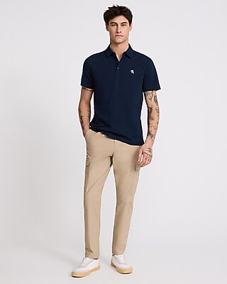 Embroidered Logo Cotton Jersey Short Sleeve Polo | Express