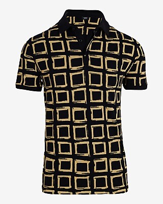 Square Print Perfect Pima Cotton Polo - thumbnail 5