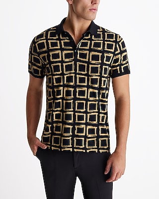 Square Print Perfect Pima Cotton Polo