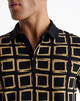 Square Print Perfect Pima Cotton Polo - thumbnail 2