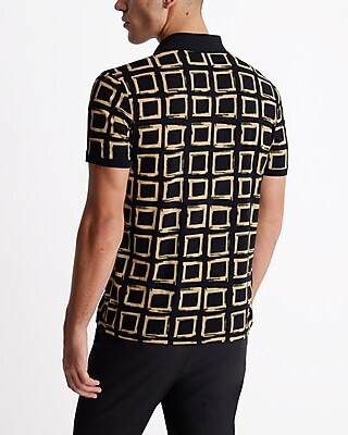 Square Print Perfect Pima Cotton Polo - thumbnail 3