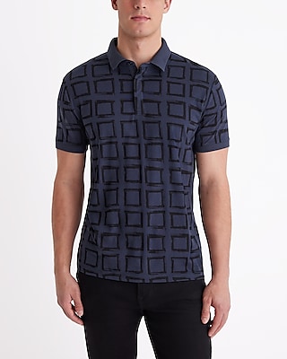 Square Print Perfect Pima Cotton Polo - thumbnail 6