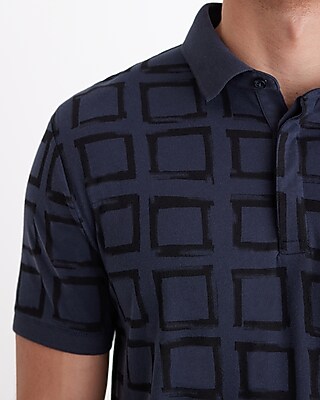 Square Print Perfect Pima Cotton Polo - thumbnail 7