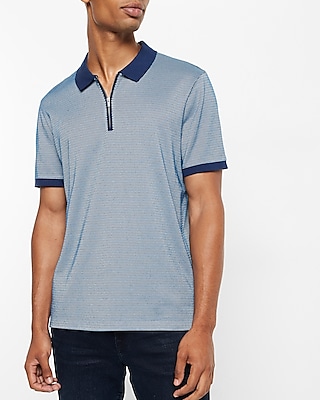 Tipped Jacquard Zip Polo | Express