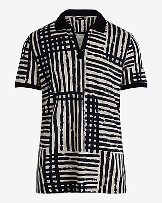 WC - LUX PIQUE BOSWELL GRID FK ZIP POLO 10004:OYSTER:XL TALL