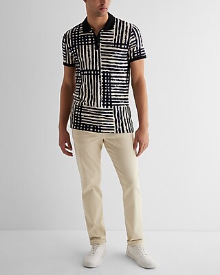 WC - LUX PIQUE BOSWELL GRID FK ZIP POLO 10004:OYSTER:XL TALL