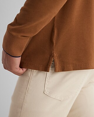 Tipped Collar Long Sleeve Pique Polo