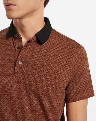 Geo Print Contrast Collar Moisture-Wicking Performance Polo - image 3