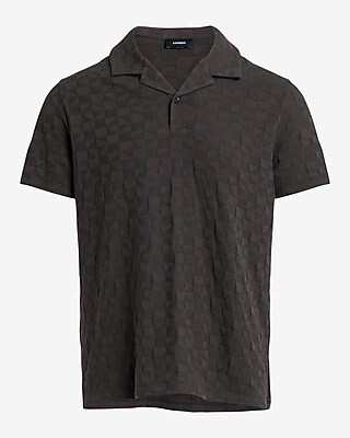 Textured Checkered Cotton-Blend Jacquard Polo