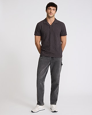 Textured Checkered Cotton-Blend Jacquard Polo