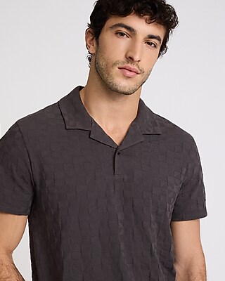Textured Checkered Cotton-Blend Jacquard Polo