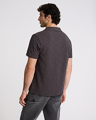 Textured Checkered Cotton-Blend Jacquard Polo