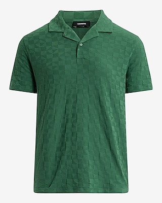 Textured Checkered Cotton-Blend Jacquard Polo
