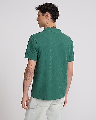 Textured Checkered Cotton-Blend Jacquard Polo