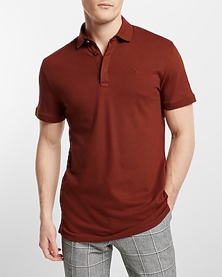 solid embroidered logo moisture-wicking luxe pique polo