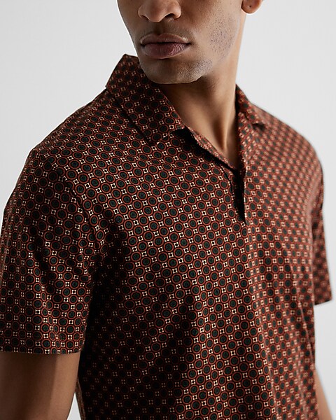 Jersey polo shirt with an all-over jacquard motif