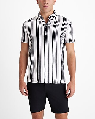 Textured Stripe Cotton-blend Polo
