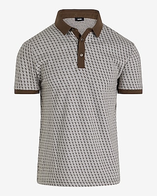 Geo Print Cotton Jacquard Polo