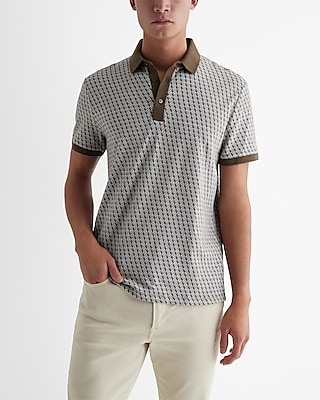 Geo Print Cotton Jacquard Polo