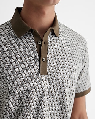 Geo Print Cotton Jacquard Polo