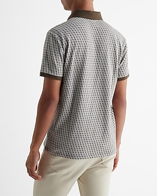 Geo Print Cotton Jacquard Polo