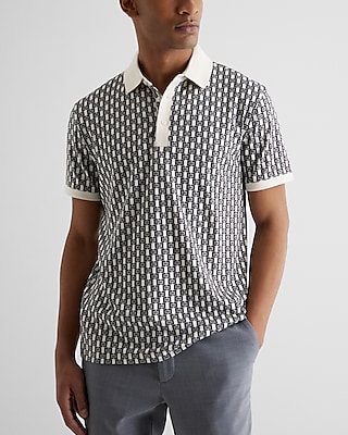 Jacquard-knit polo shirt with micro pattern