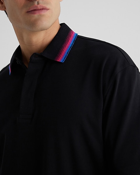 Louis Vuitton Men's Black Cotton LV Rainbow Collar Half Zip Polo T-Shirt  size XS