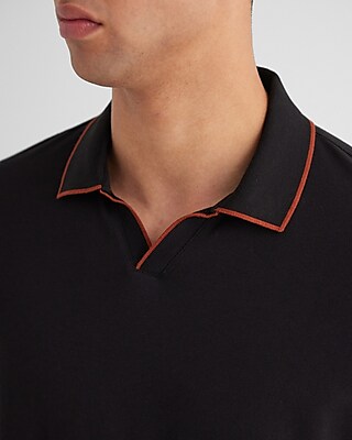 Tipped Johnny Collar Luxe Pique Polo
