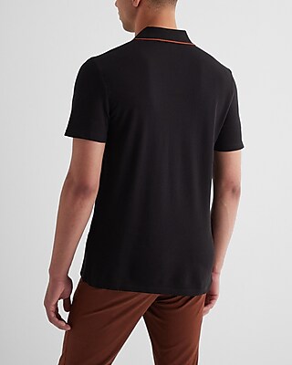 Tipped Johnny Collar Luxe Pique Polo
