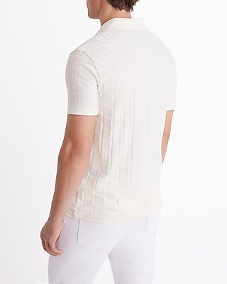 Textured Geo Cotton-Blend Jacquard Polo