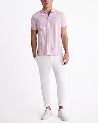 Textured Geo Cotton-Blend Jacquard Polo