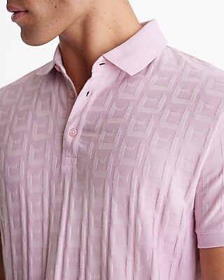 Textured Geo Cotton-Blend Jacquard Polo