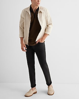 Houndstooth Cotton-Blend Jacquard Zip Polo