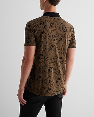 Abstract Floral Perfect Pima Cotton Zip Polo