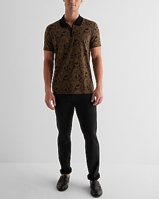 Abstract Floral Perfect Pima Cotton Zip Polo