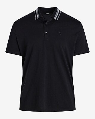 Striped Collar X Logo Perfect Pima Cotton Polo | Express