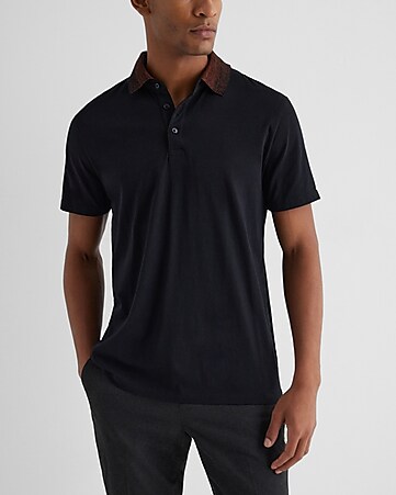 New Polo Shirt for Men Pure Cotton Embroidered Short Sleeve Black