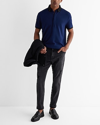 Button-Down Collar Luxe Pique Polo