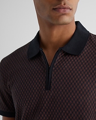 Geo Jacquard Zip Polo